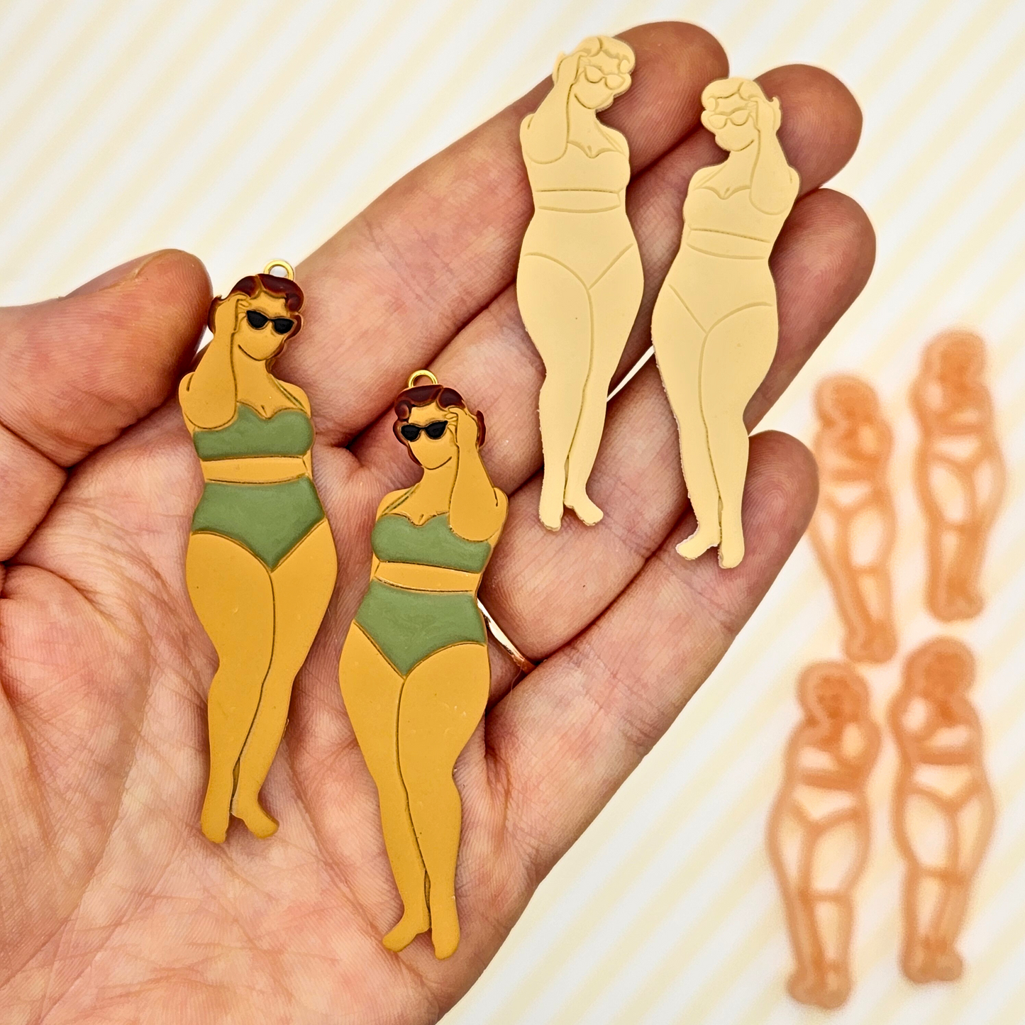 Summer Pinup Polymer Clay Cutters - Mirrored Pair