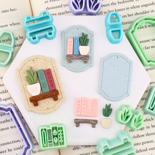 Framed Bookshelf Polymer Clay Cutter Set