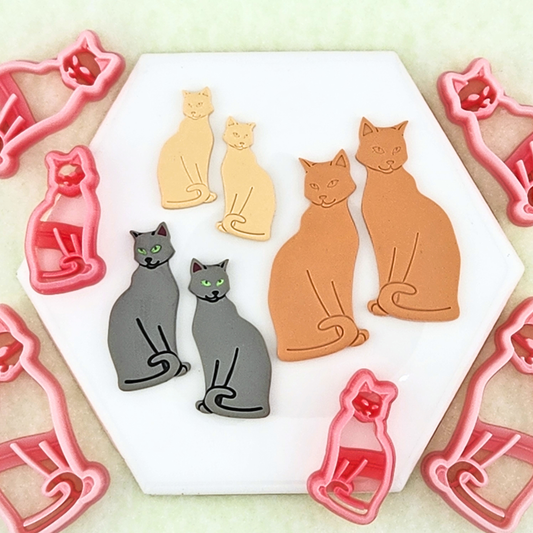 Cat Polymer Clay Cutters - Mirrored Pair