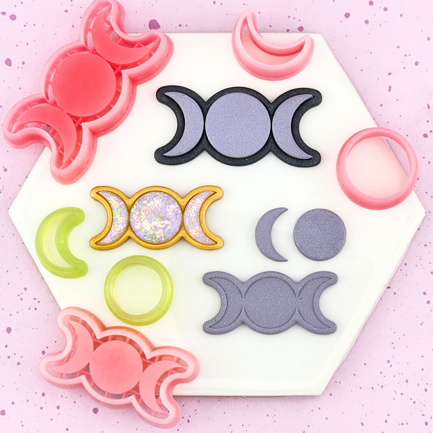 Triple Moon Inclusion Polymer Clay Cutter Set