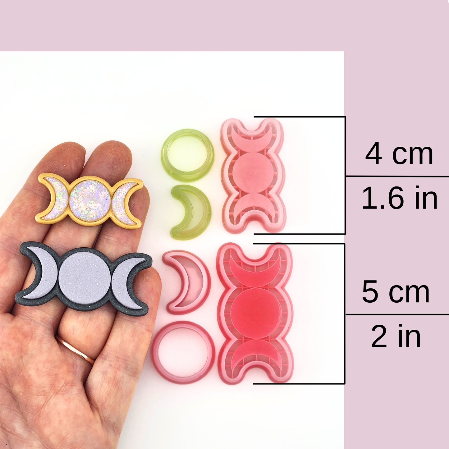 Triple Moon Inclusion Polymer Clay Cutter Set