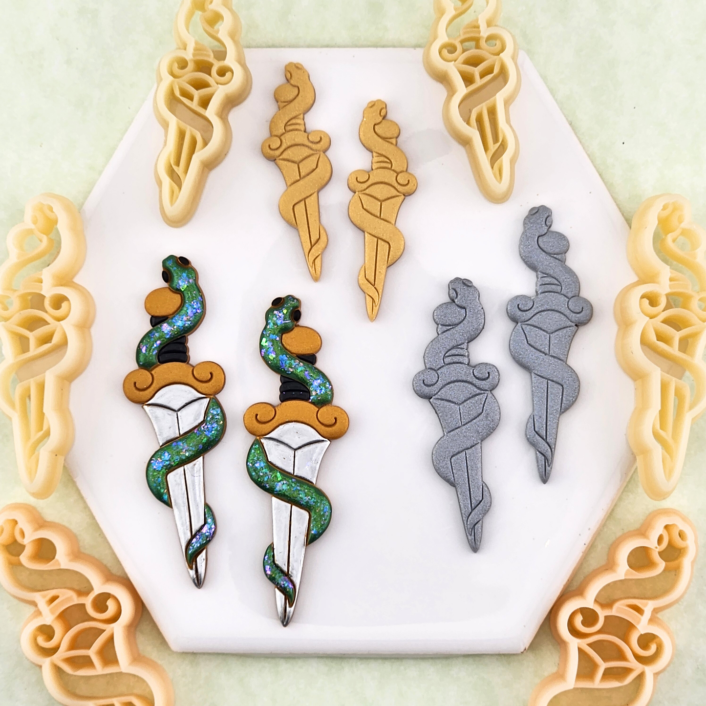 Snake Dagger Polymer Clay Cutters - Mirrored Pair