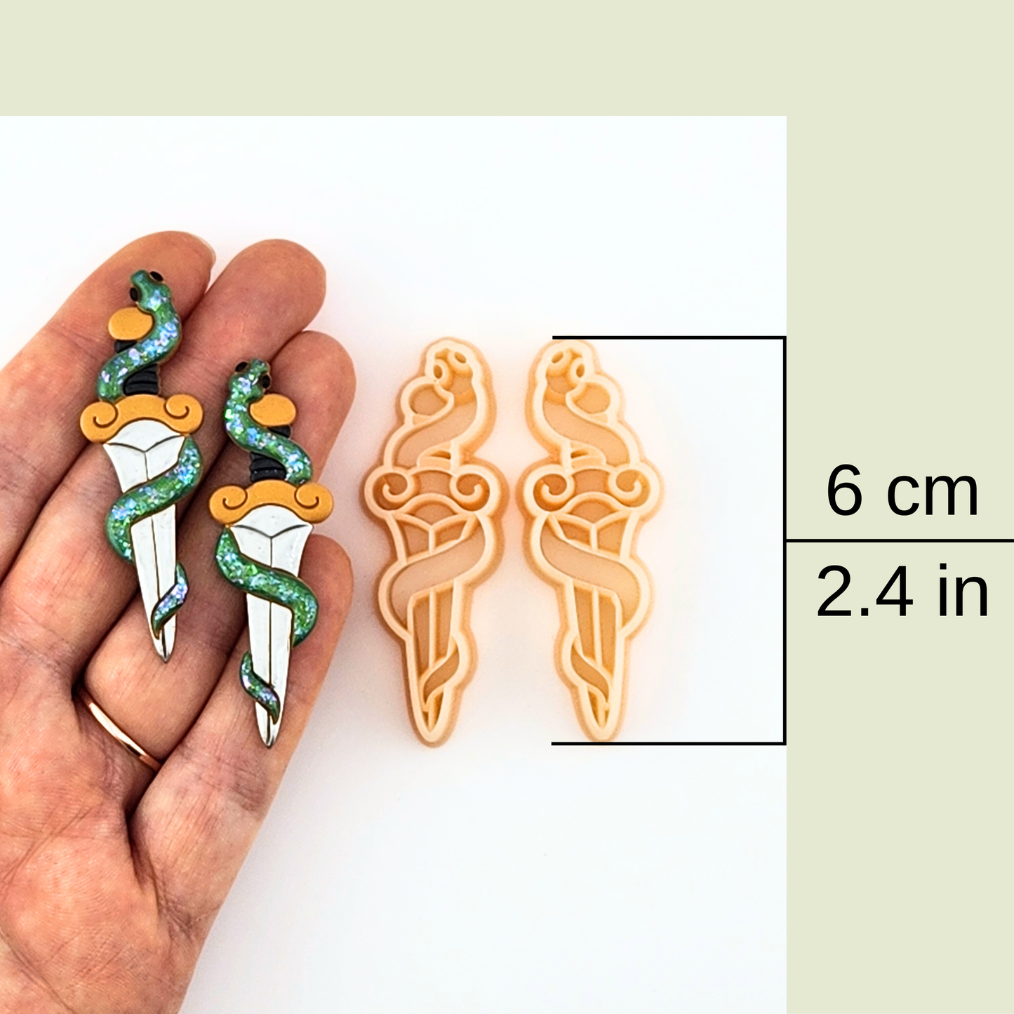 Snake Dagger Polymer Clay Cutters - Mirrored Pair