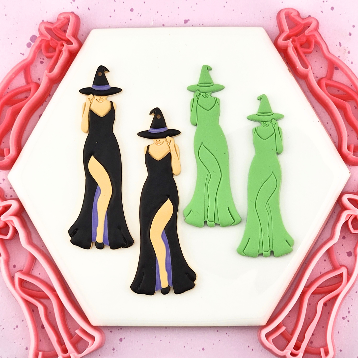 Pinup Witch Polymer Clay Cutters - Mirrored Pair