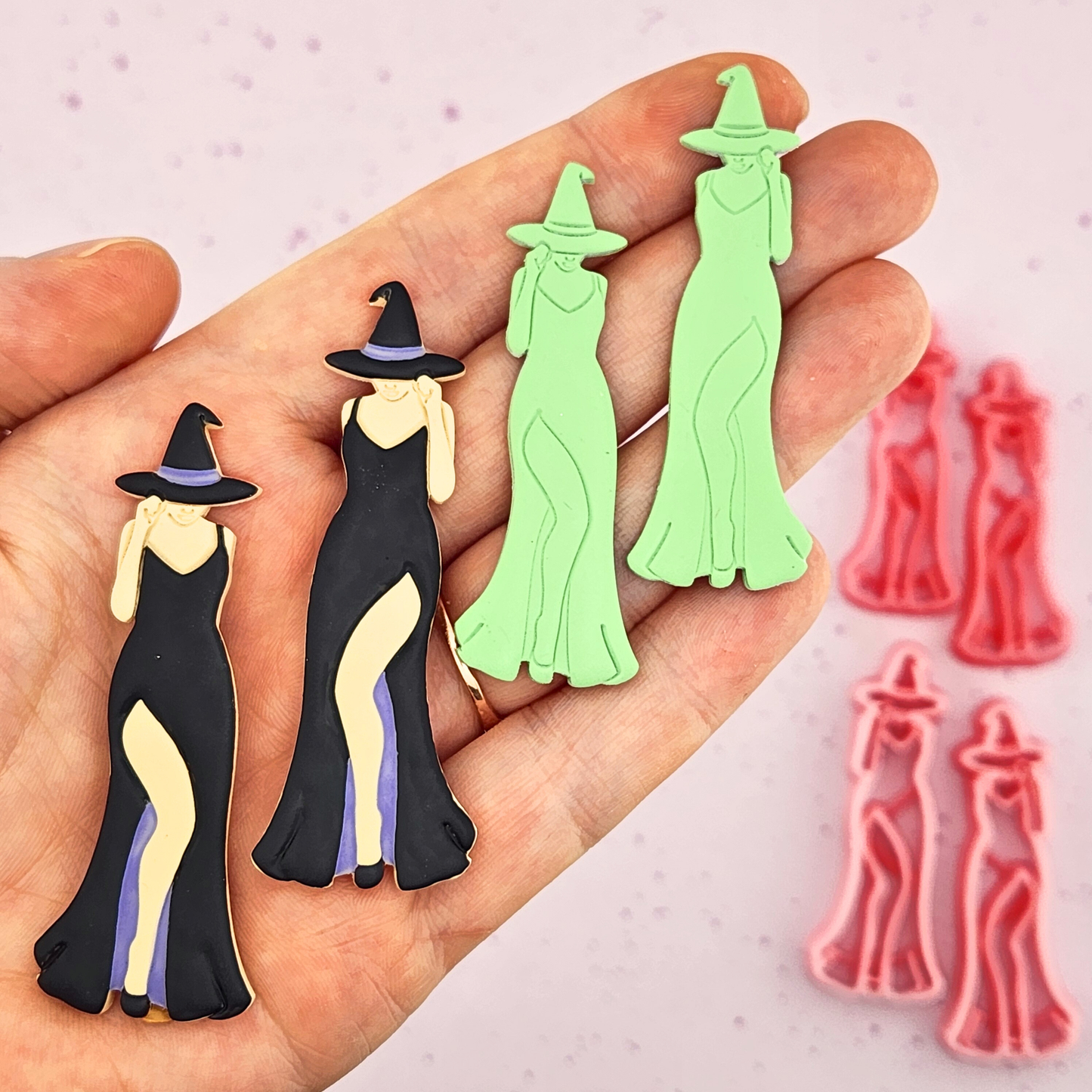 Pinup Witch Polymer Clay Cutters - Mirrored Pair