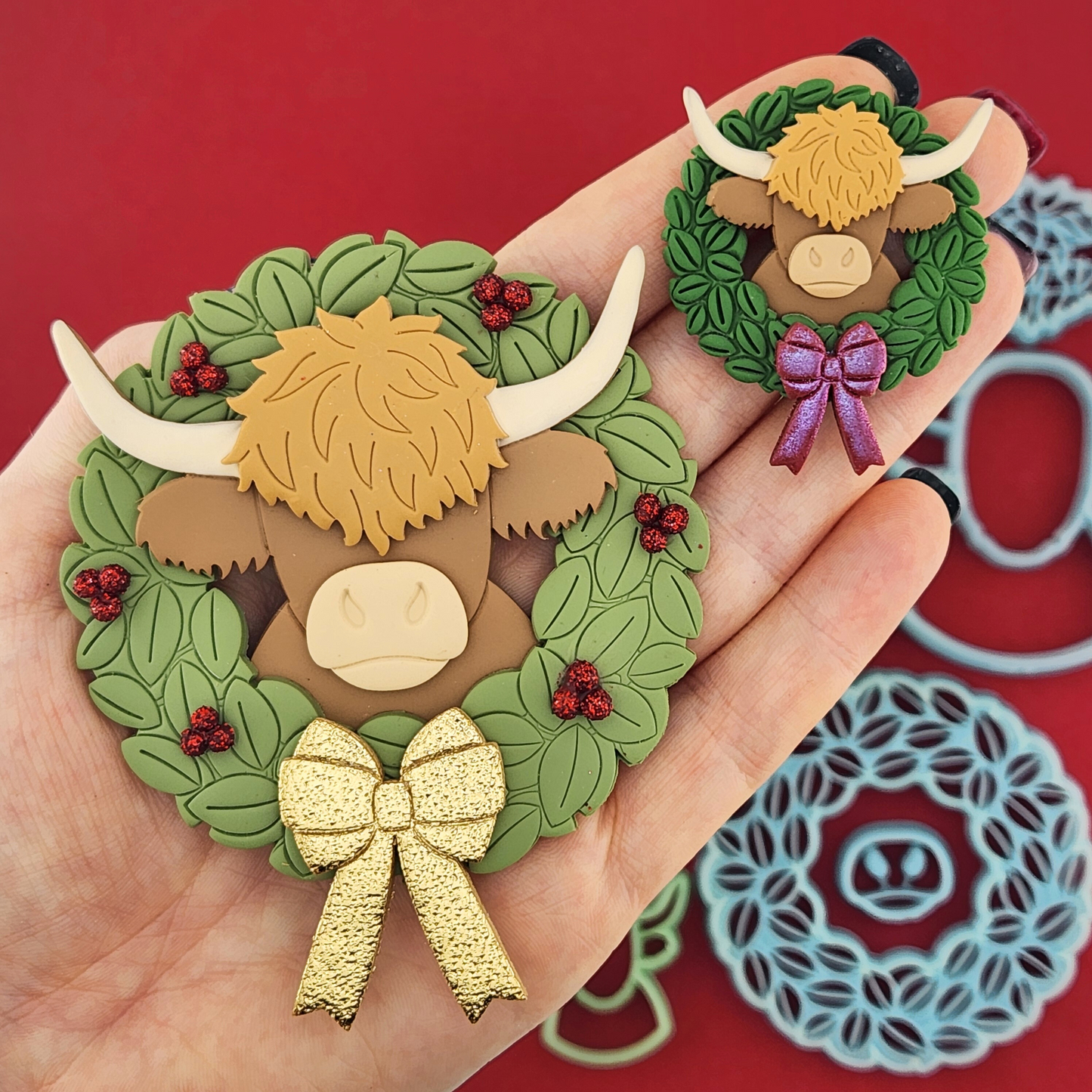 Highland Cow and Wreath Polymer Clay Cutter Set