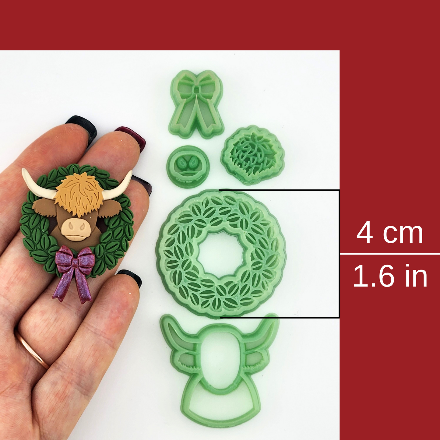 Highland Cow and Wreath Polymer Clay Cutter Set