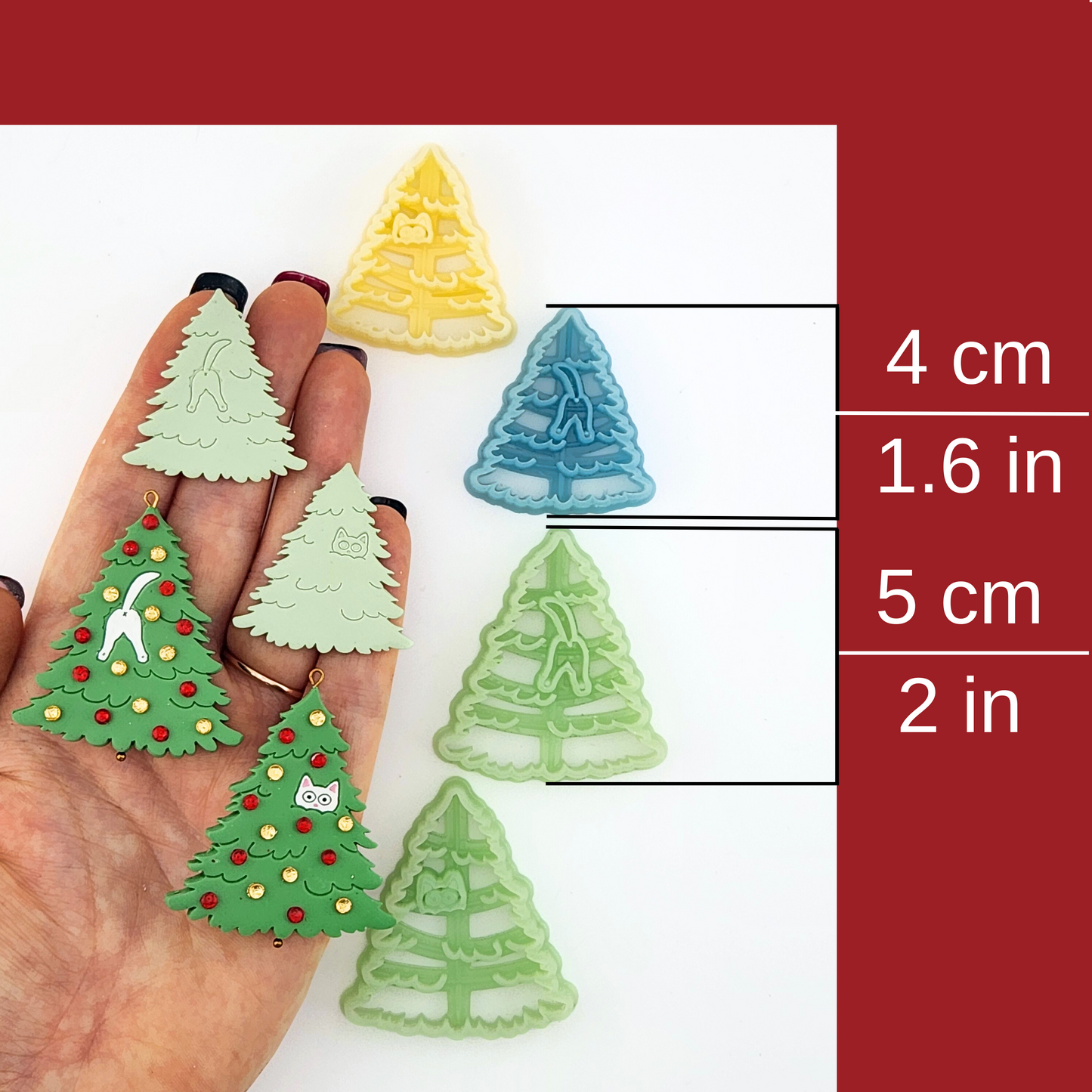 Cat in a Christmas Tree Polymer Clay Cutter Set