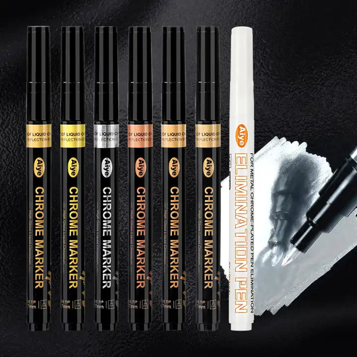 Chrome Gold & Silver Fine Tip Paint Pen Set