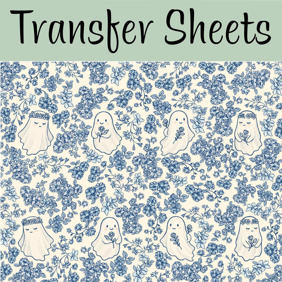 Blue Toile de Boo Transfer Sheets