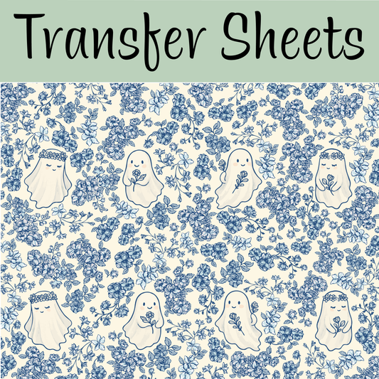 Blue Toile de Boo Transfer Sheets