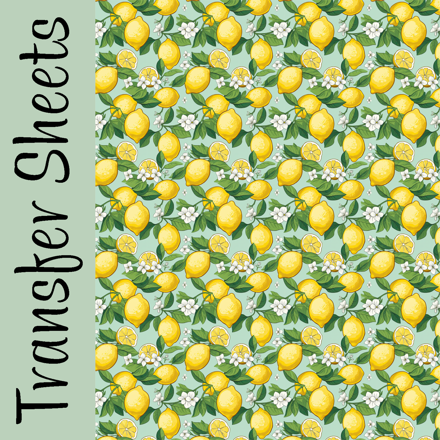 Transfer sheet with a lemon and flower pattern