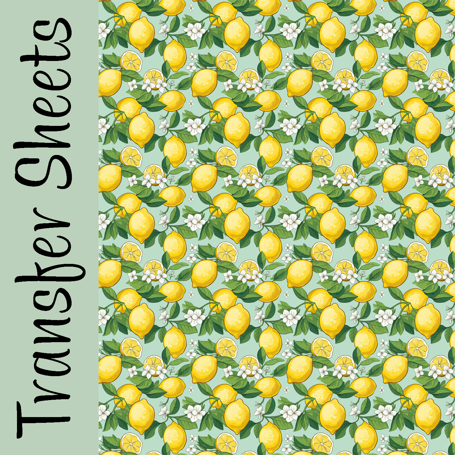 Transfer sheet with a lemon and flower pattern