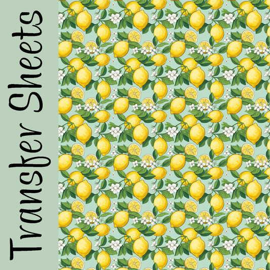 Transfer sheet with a lemon and flower pattern