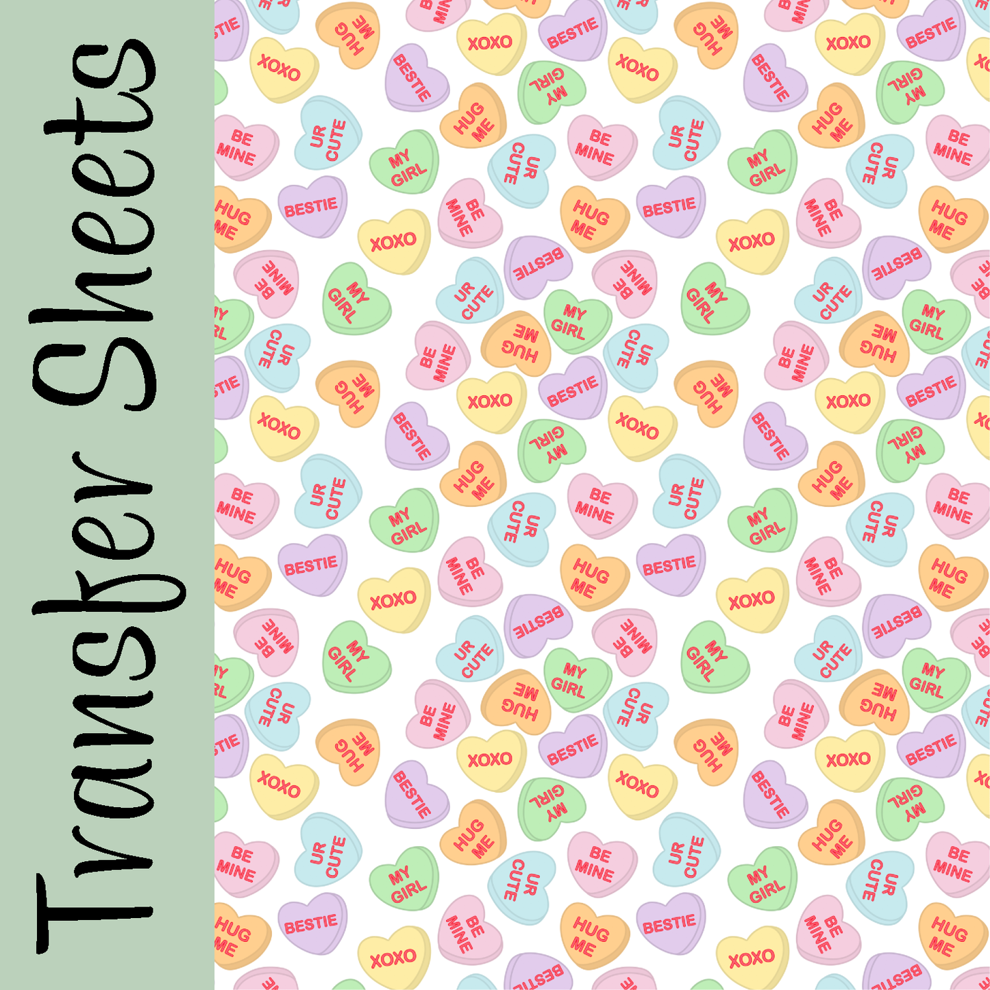 Candy Hearts Transfer Sheets
