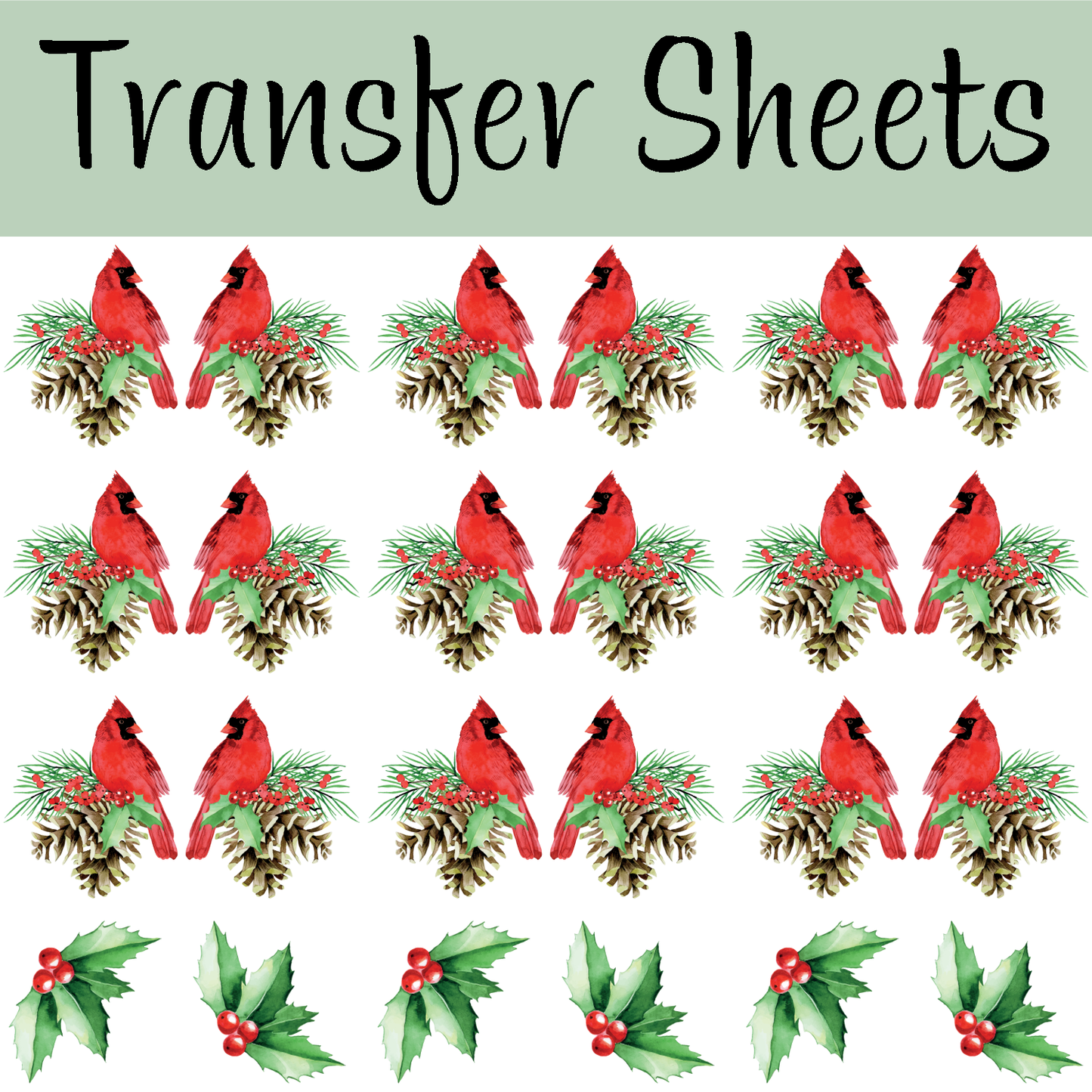 Christmas Cardinals Transfer Sheets
