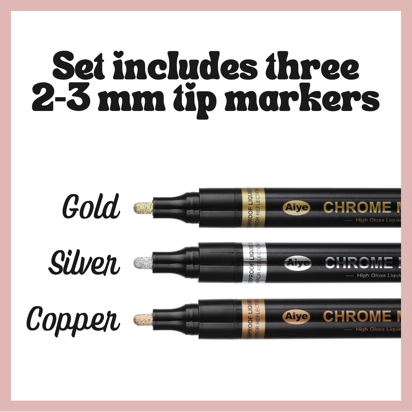 Chrome Gold & Silver Round Tip Paint Pen Set