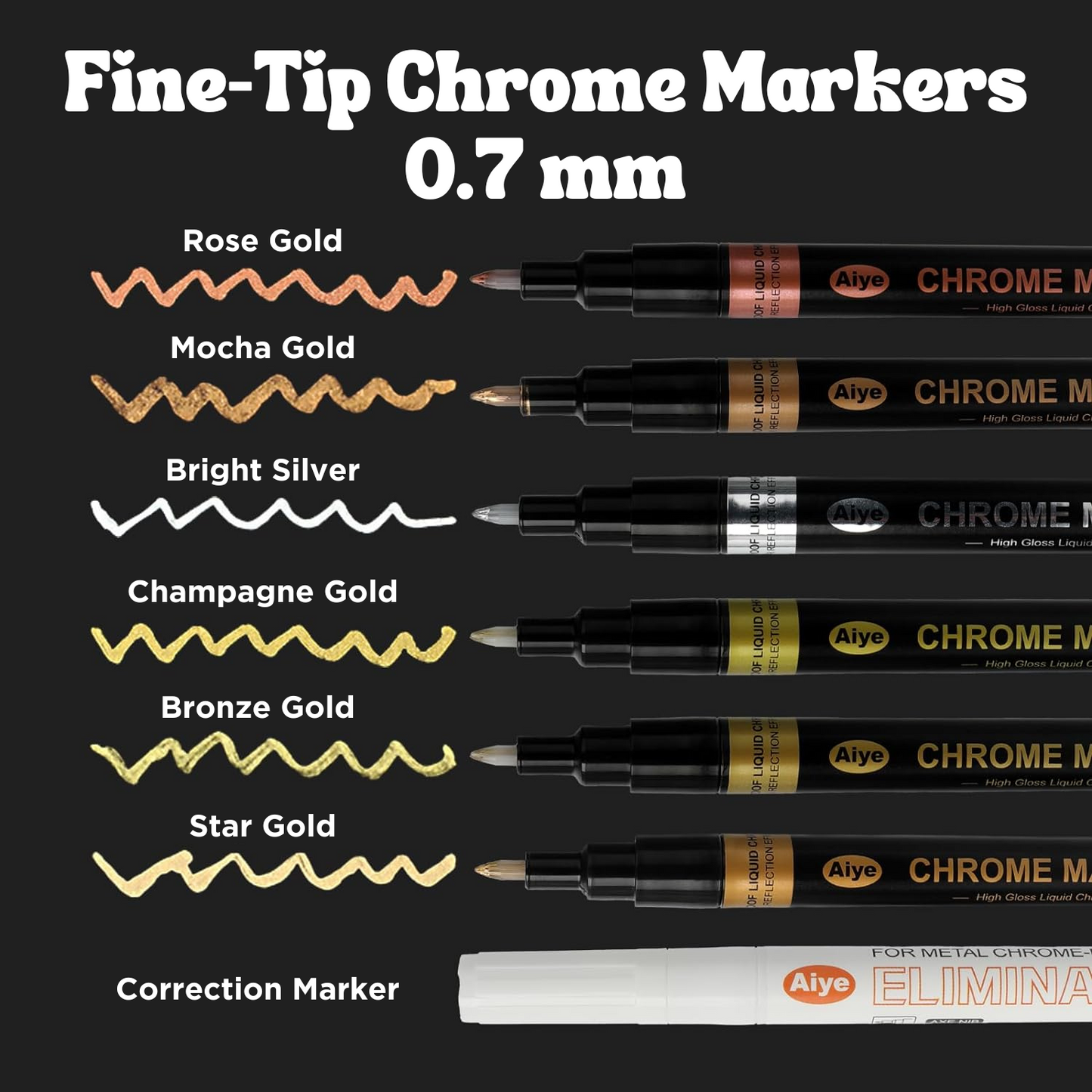 Chrome Gold & Silver Fine Tip Paint Pen Set