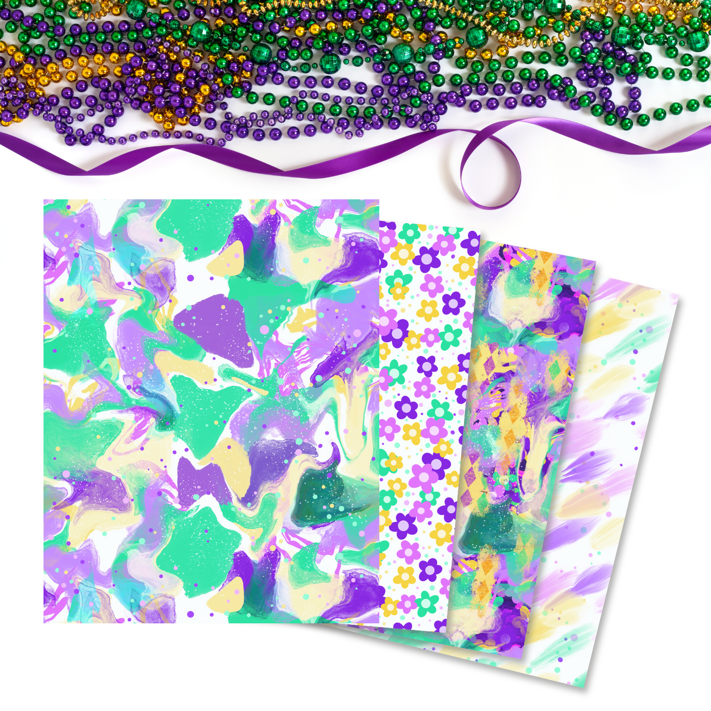 Mardi Gras Medley  Water-Soluble Polymer Clay Transfer Sheets – The Clay  Impress