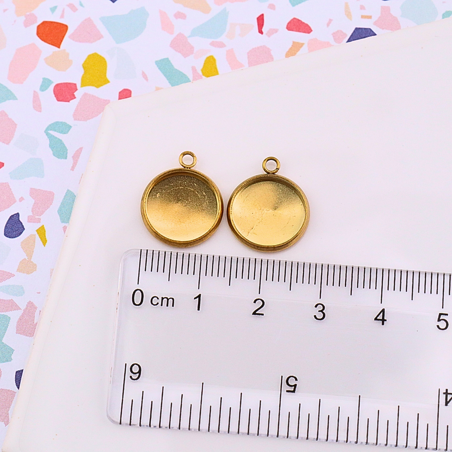 Gold Stainless Steel Bezel Charms - Monarch Pine (10 Pieces)