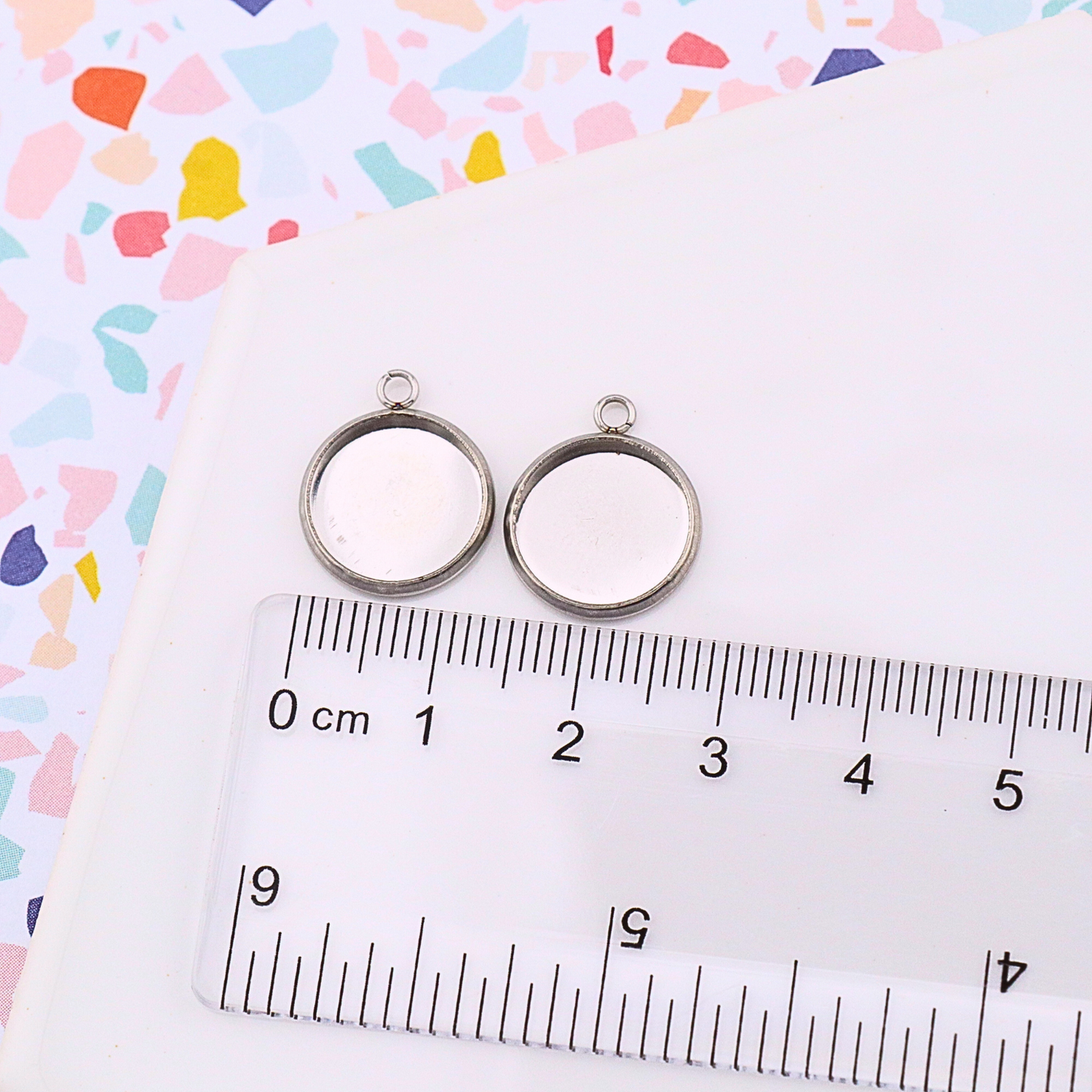 Silver Stainless Steel Bezel Charms - Monarch Pine (10 Pieces)