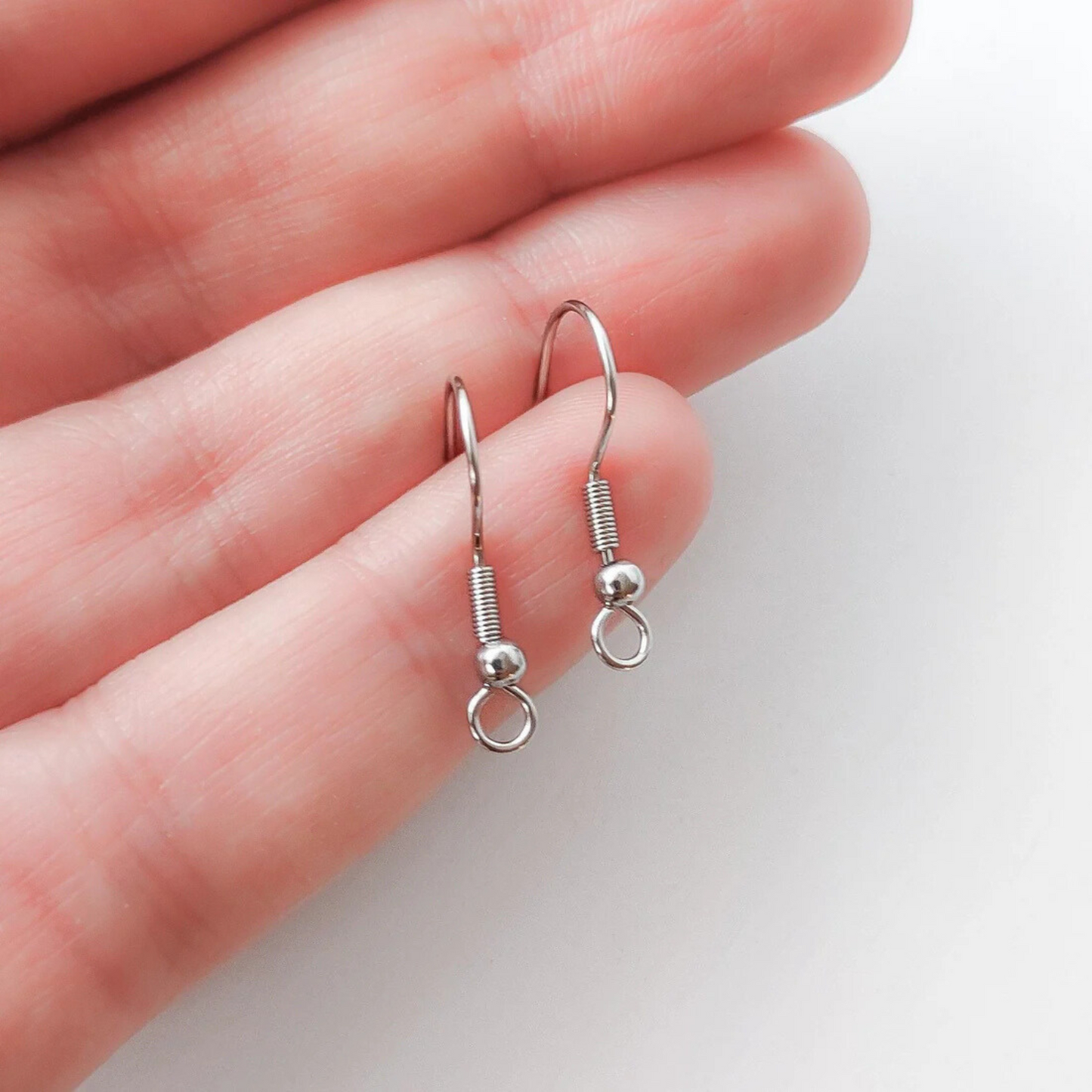 Silver Classic Forward-Facing Stainless Steel Ear Wires - Monarch Pine (20 Pieces)
