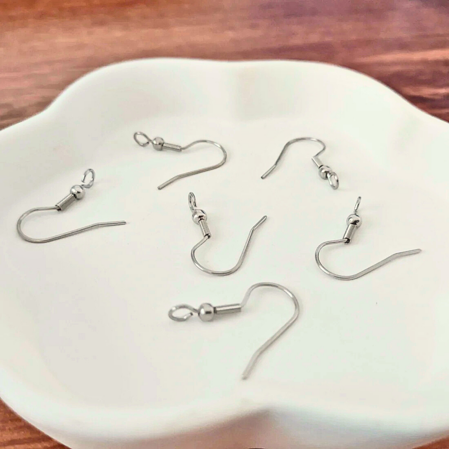 Silver Classic Forward-Facing Stainless Steel Ear Wires - Monarch Pine (20 Pieces)