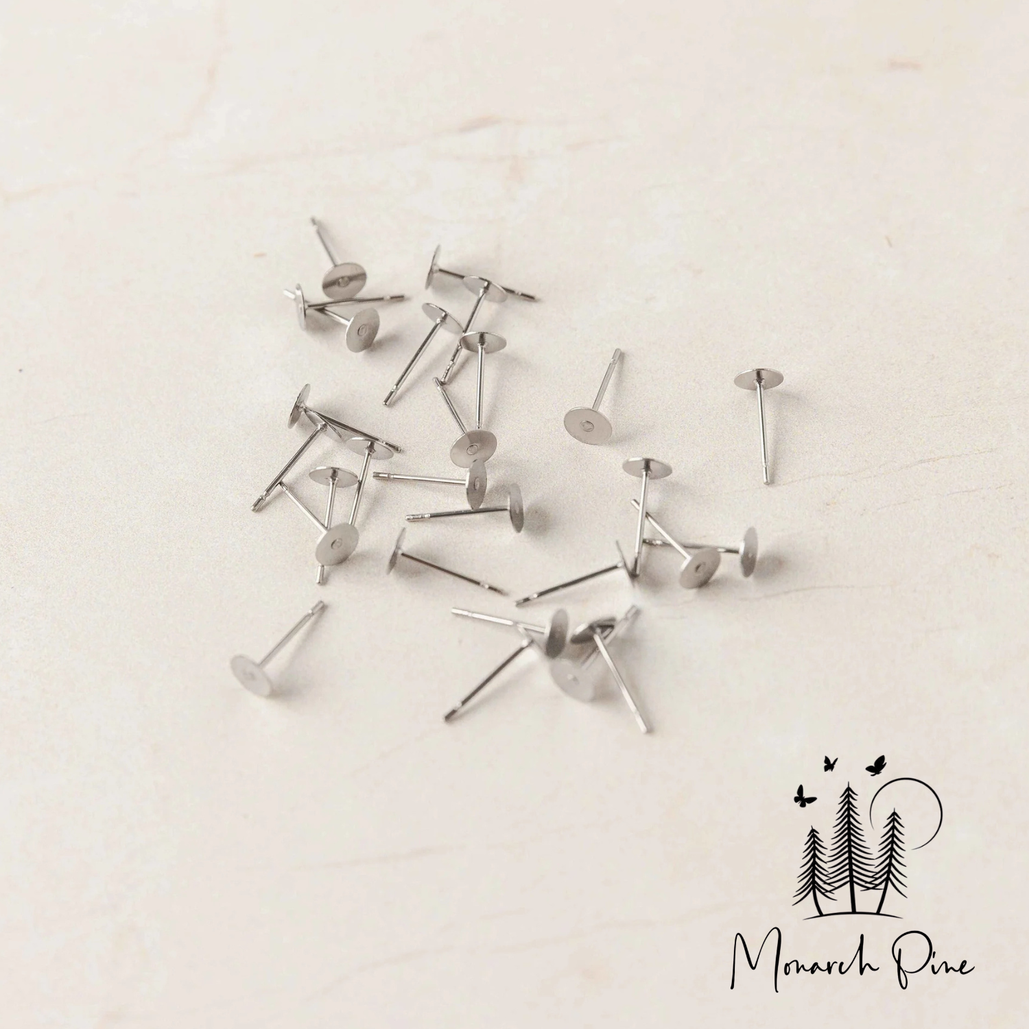 Monarch Pine Silver Stainless Steel Flat Pad Earring Posts – The Clay ...