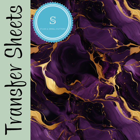 Purple & Gold Marble Transfer Sheets