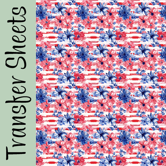 Red, White, and Bloom Transfer Sheets