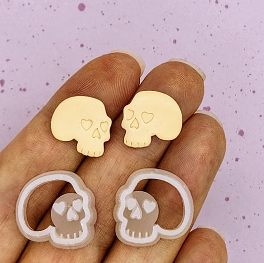 Skull Polymer Clay Stud Cutters - Mirrored Pair