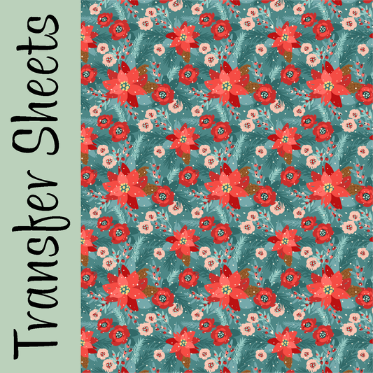 Snowy Poinsettias Transfer Sheets