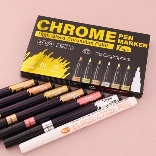Chrome Gold & Silver Fine Tip Paint Pen Set