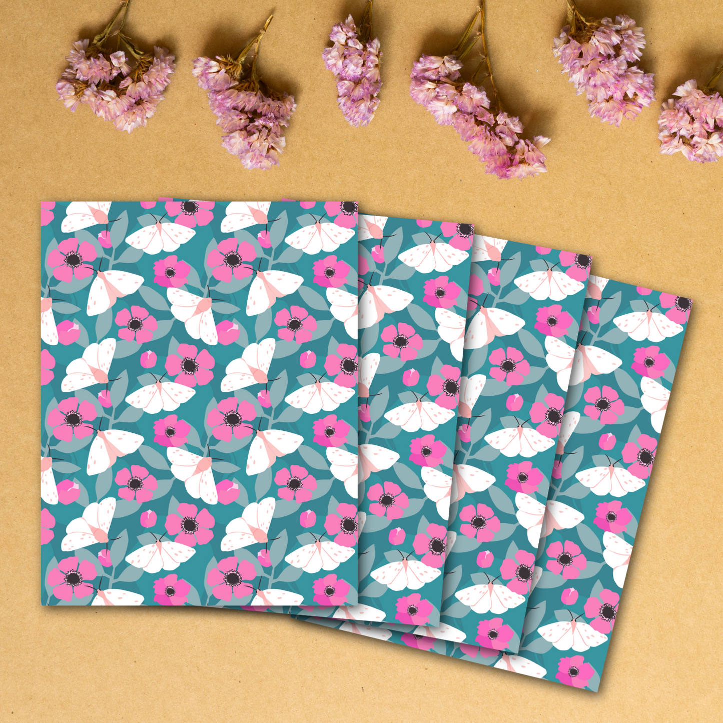 Pastel Moth Blossoms Transfer Sheets