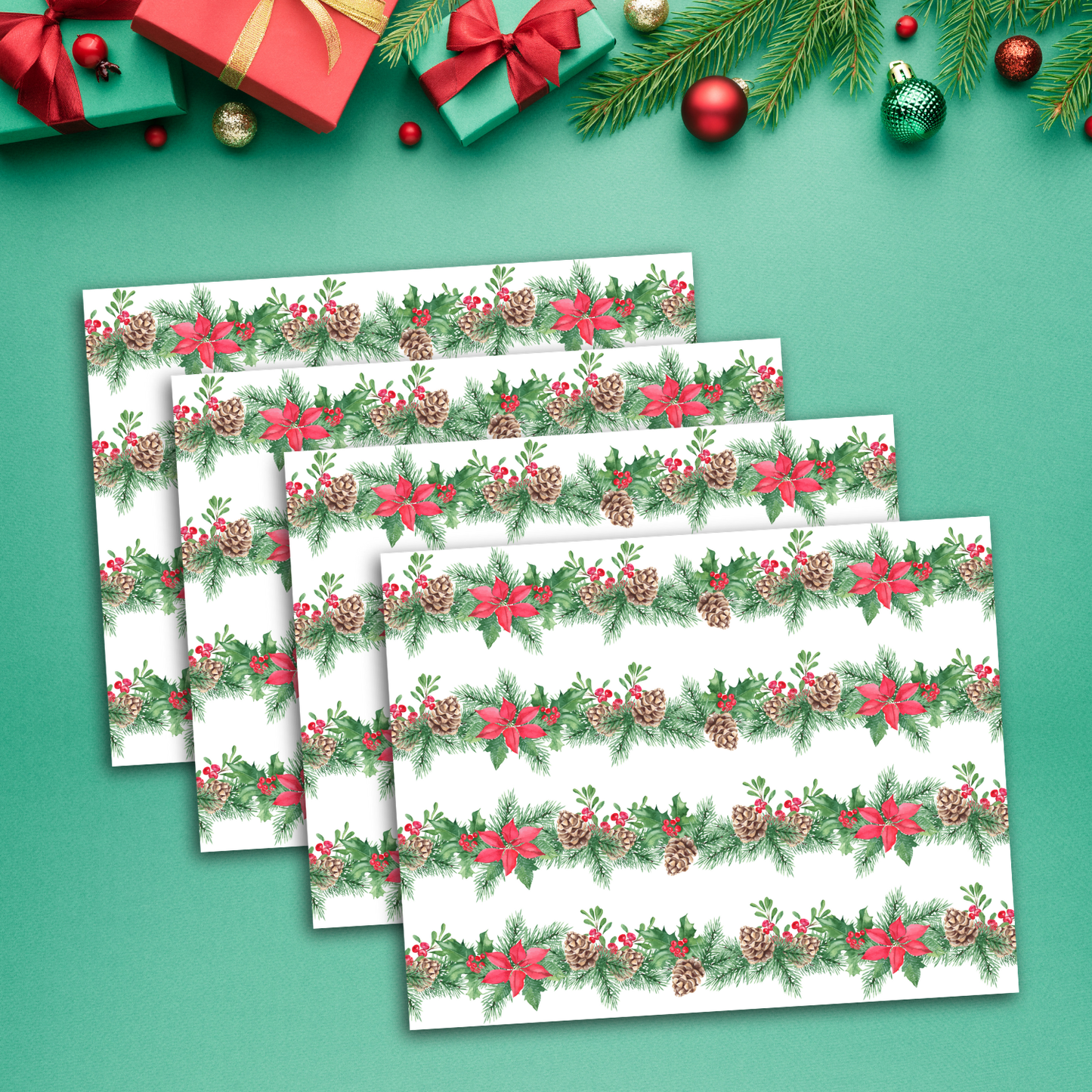 Watercolor Christmas Garland Transfer Sheets