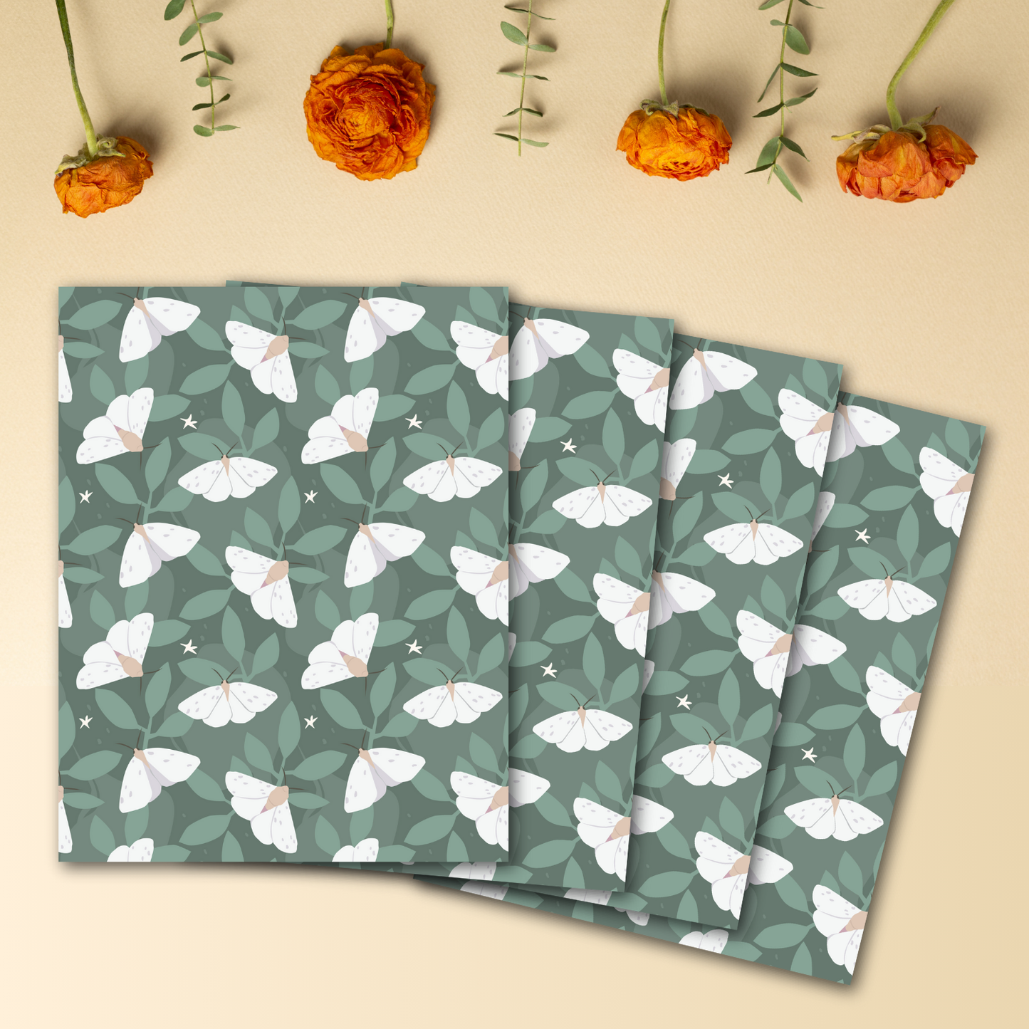 Serene Moth Garden Transfer Sheets