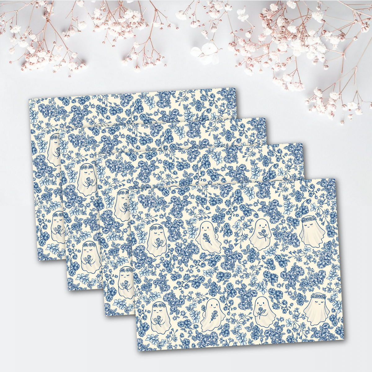 Blue Toile de Boo Transfer Sheets