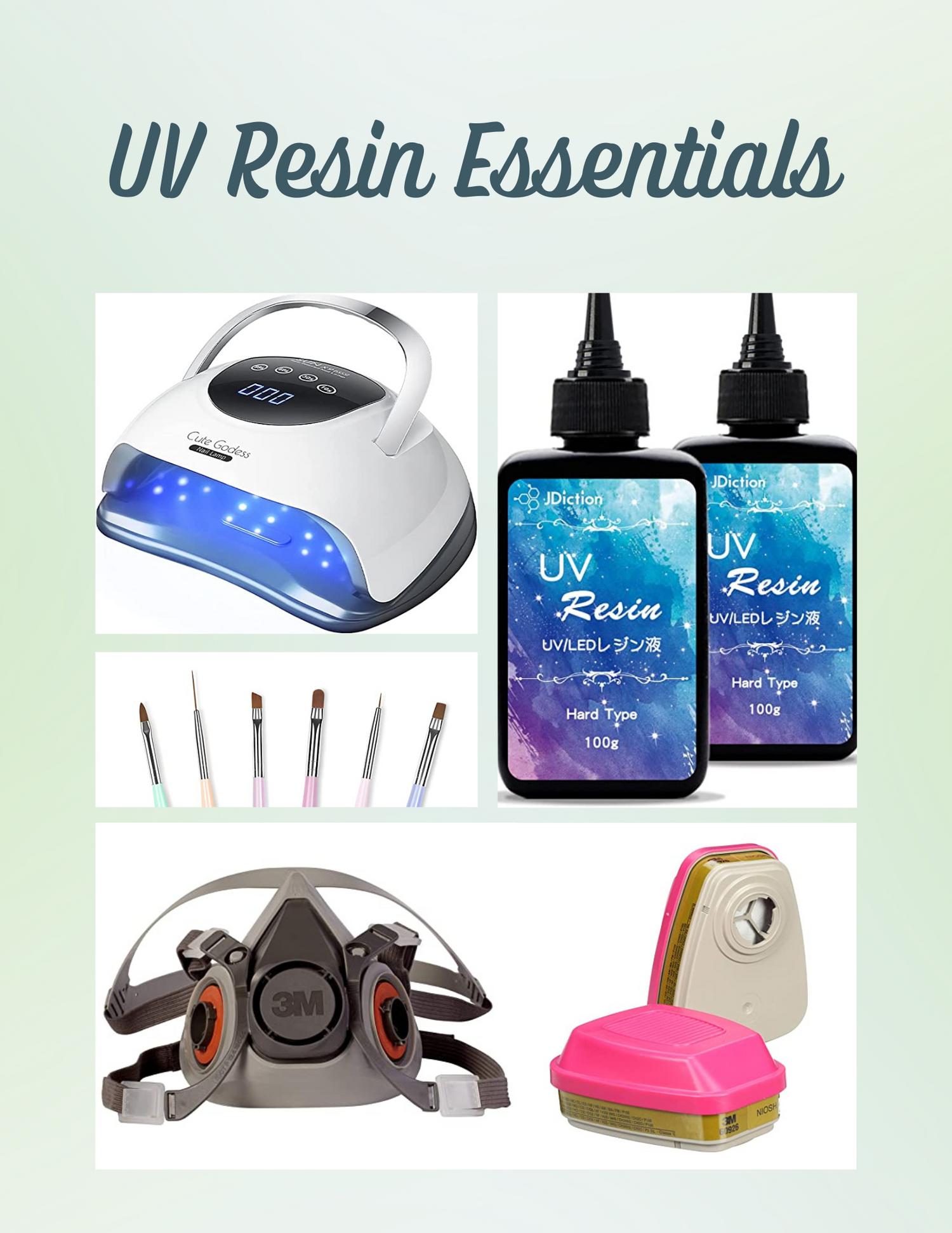 Tools that you will use to safely add UV resin to polymer clay