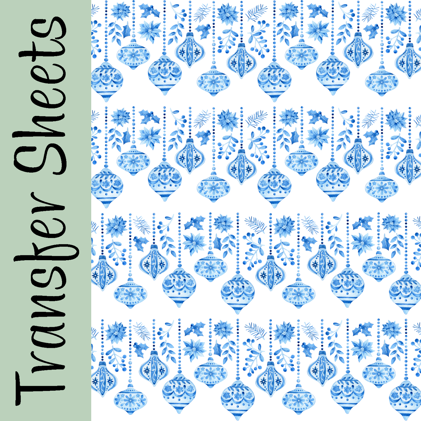 Vintage Blue Baubles Transfer Sheets