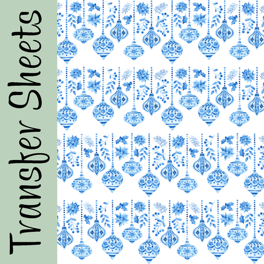 Vintage Blue Baubles Transfer Sheets