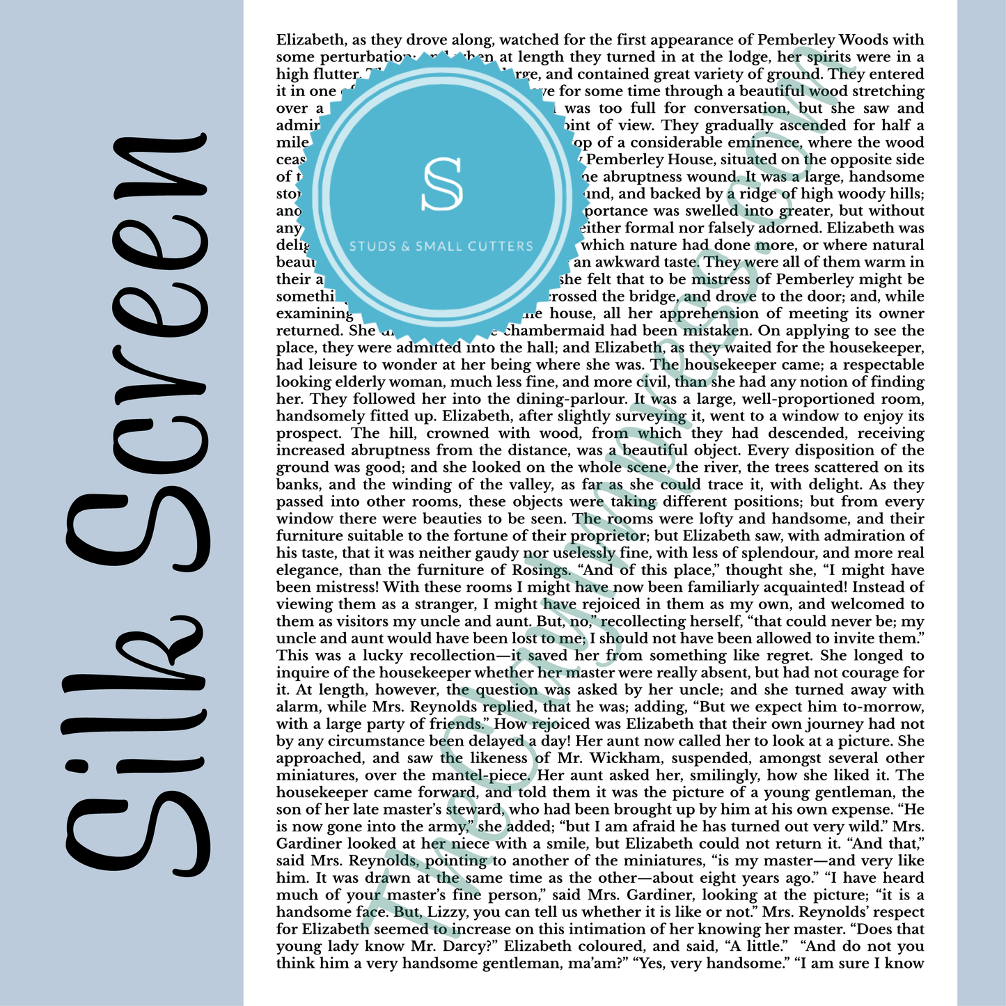 Vintage Book Text Silk Screen
