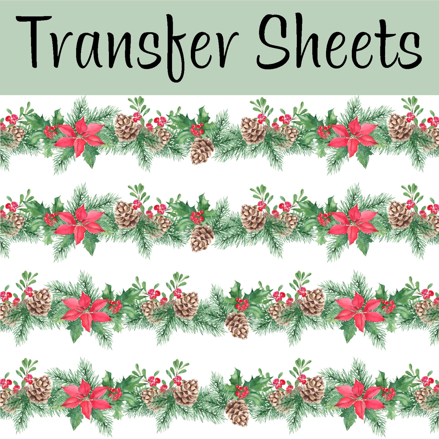 Watercolor Christmas Garland Transfer Sheets