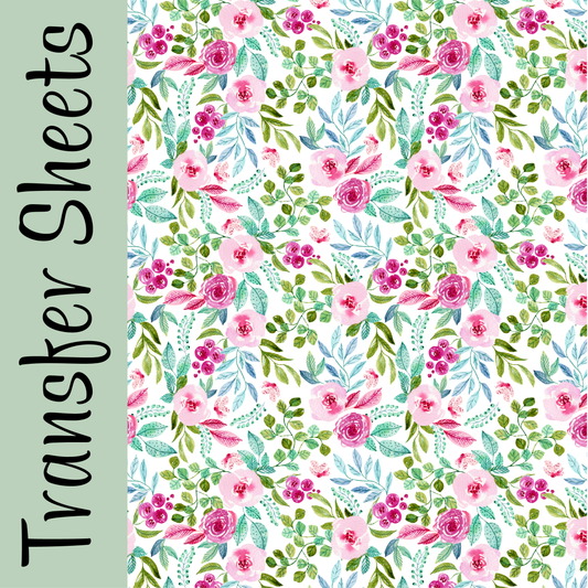 Watercolor Rose Whimsy Transfer Sheets