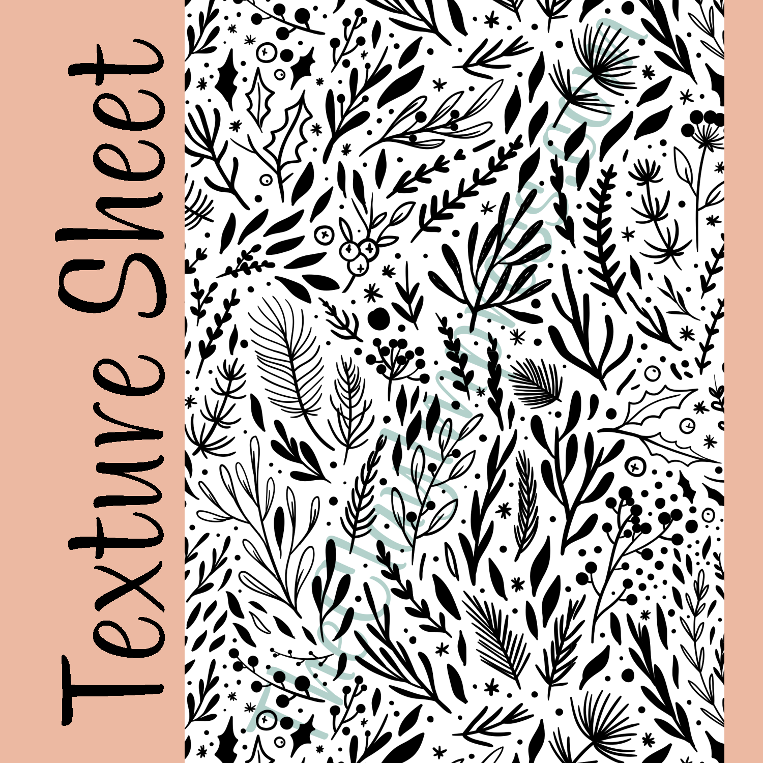 winter and Christmas themed botanical texture sheet pattern