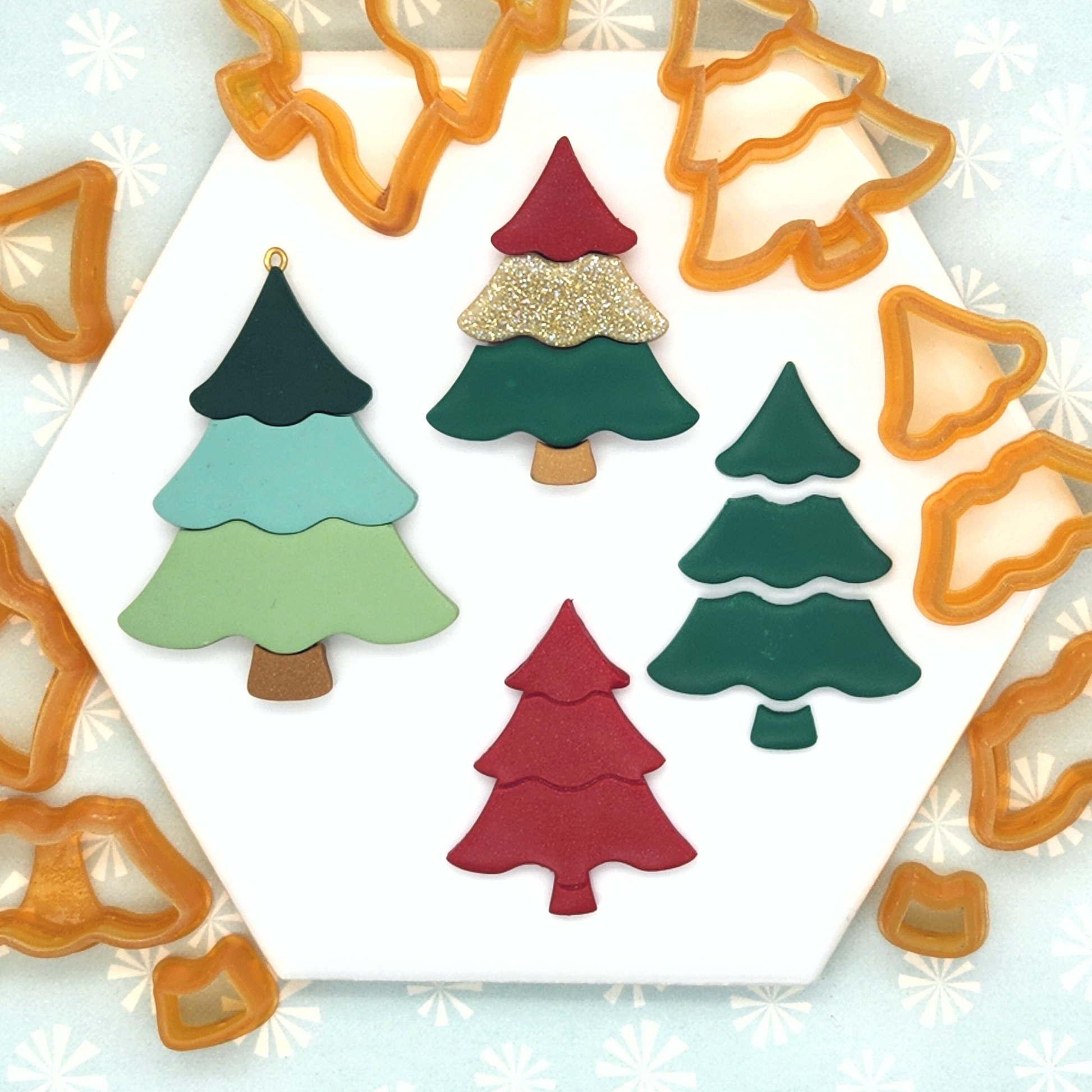 Winter Christmas Tree Polymer Clay Cutter Set Crafts