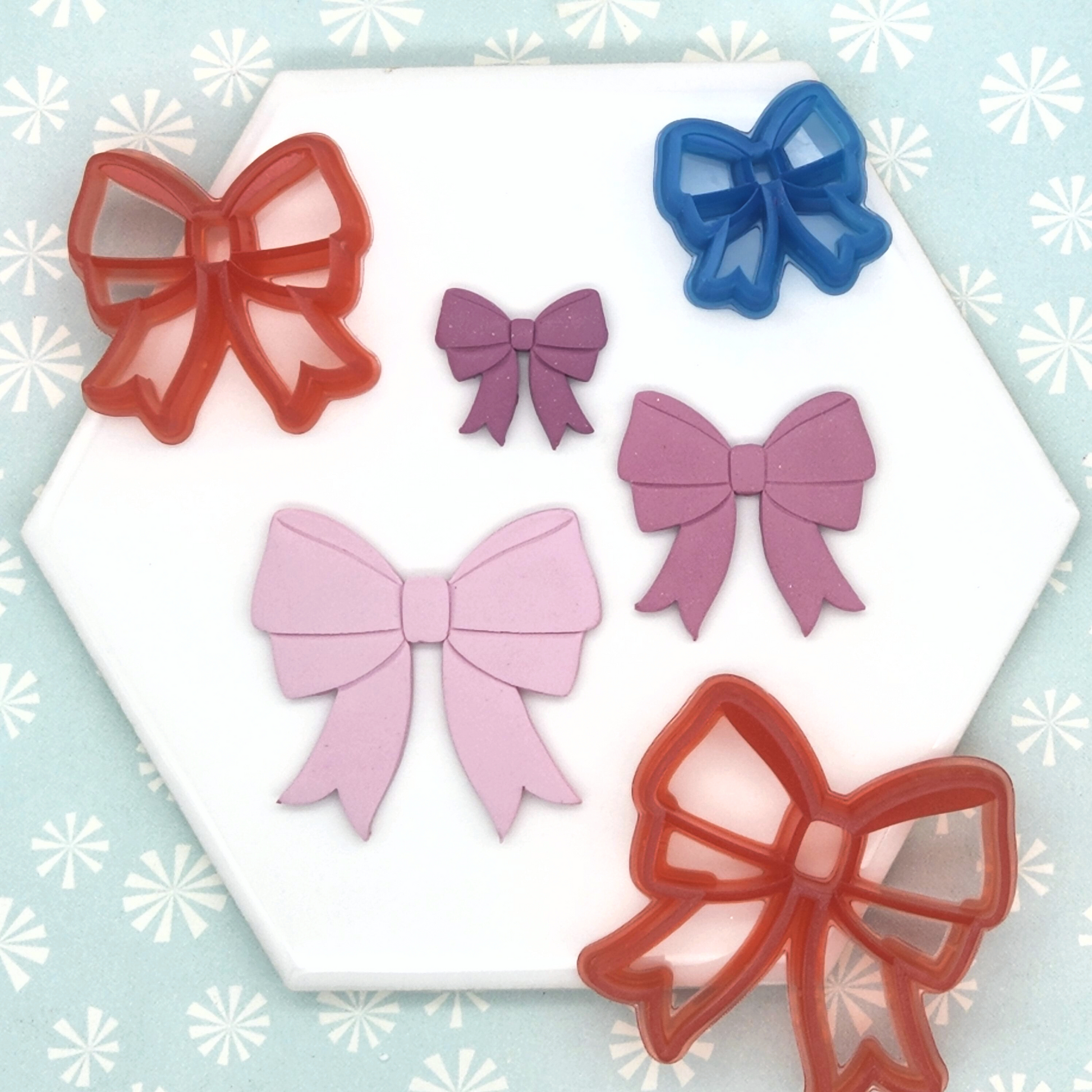 Winter Christmas Dainty Bow Ribbon Polymer Clay Cutter