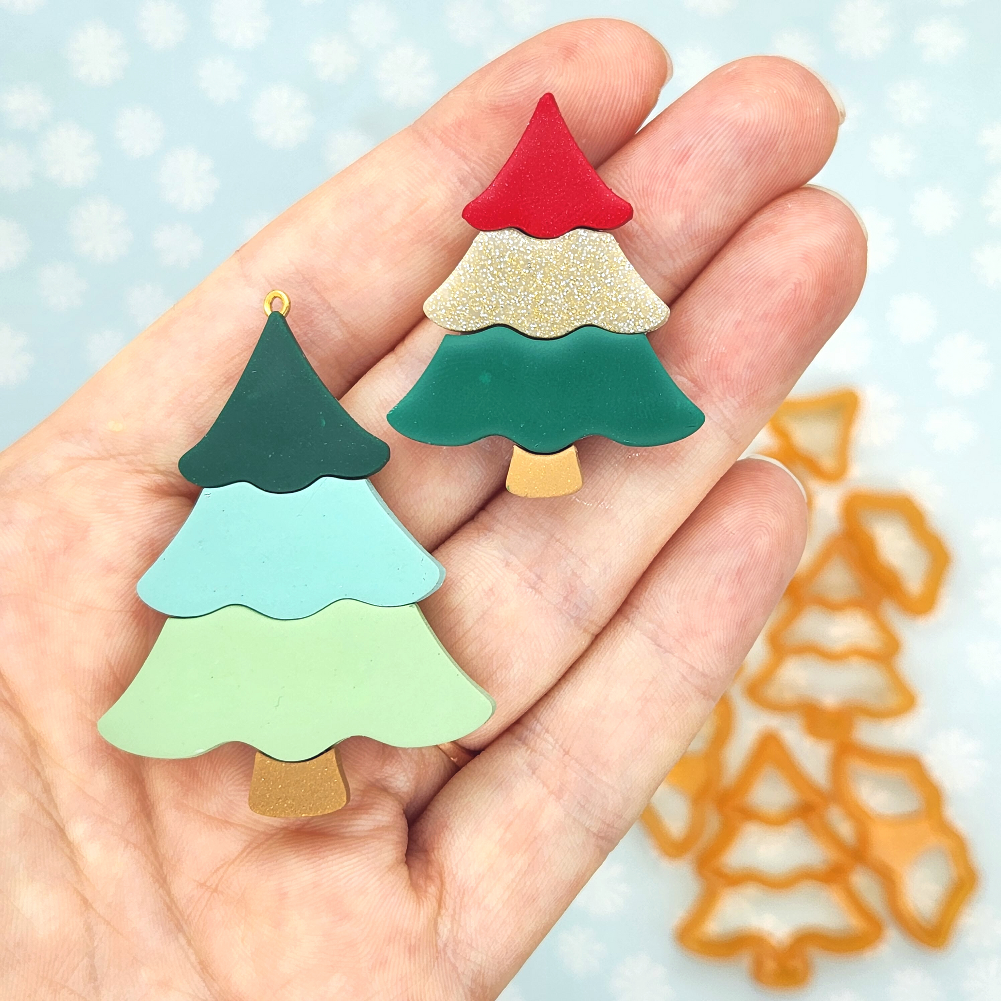 Unique Christmas Tree Polymer Clay Cutter Set, DIY Winter Christmas Crafts