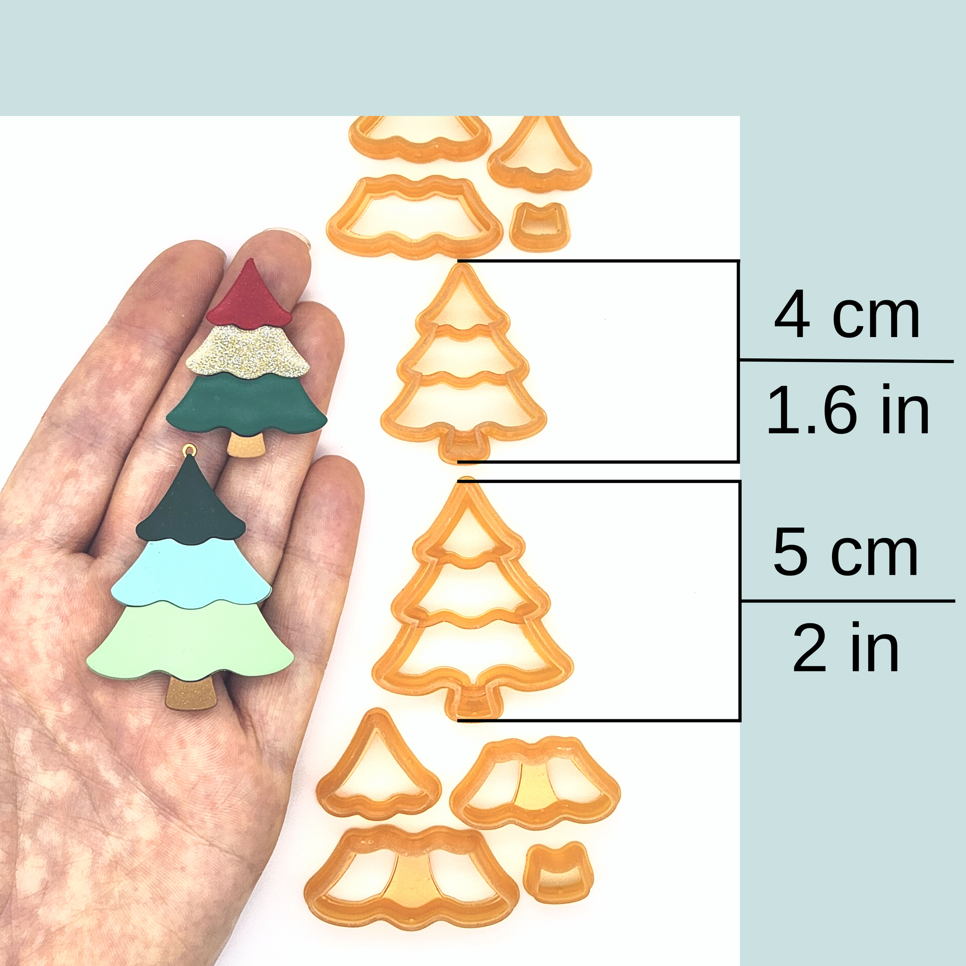 Unique Christmas Tree Polymer Clay Cutter Pattern Design Layers Sizes