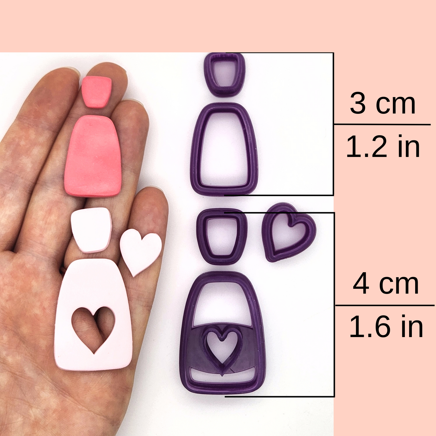 Amara Polymer Clay Cutter Set available sizes, 3 centimeters / 1.2 inches, and 4 centimeters / 1.6 inches