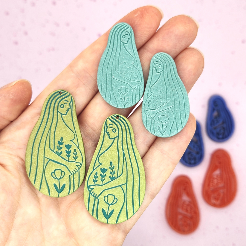 Pregnant Mother Goddess Polymer Clay Cutter Sharp, Clean Precise